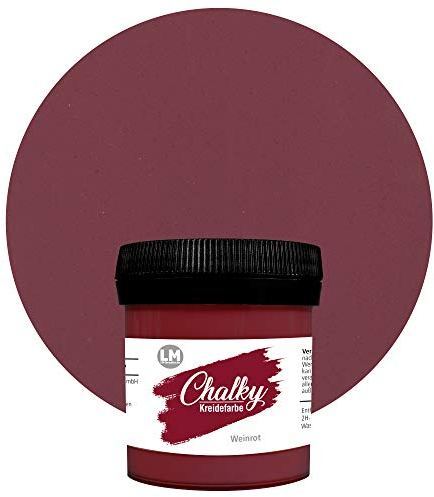 LM-Kreativ Chalky Kreidefarbe 100ml (Weinrot) - - Finish Kreide-Farbe für einen Vintage/Shabby-Chic-Look. Die Kreidefarben/Kalkfarbe sind auch als Holzfarbe verwendbar & trocken matt auf