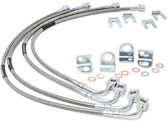 Rough Country Stainless Brake Lines for Jeep Wrangler JK w/4-6 Lift (2007-2018) - 24 FR & 22.5RR Brake Line