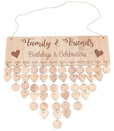 Calendrier en bois avec inscription « Family Friends » - Décoration murale - Style nordique - Cadeau pour la famille et les papa