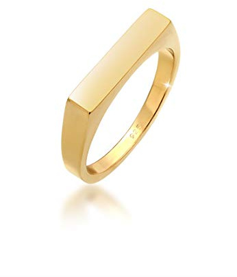 Elli Ring Damen Siegelring 925 Silber vergoldet Geo Design Goldring (58)