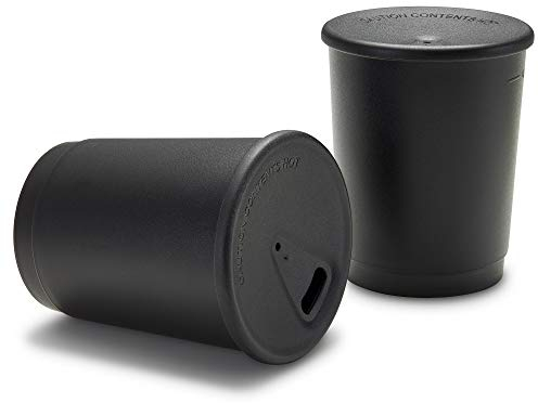 achilles Set di 4 tazze da caffè riutilizzabili con coperchio, 330 ml, colore nero, coperchio nero