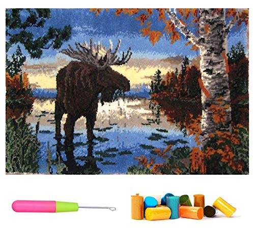 Basketballkorb Knüpfteppich Zum Selber Knüpfen, Großer Teppich Knüpfen Kreuzstich Set für Kinder Erwachsene, Knüpfkissen Knüpfpackung, 110 x 75 cm (Color : Aninal)