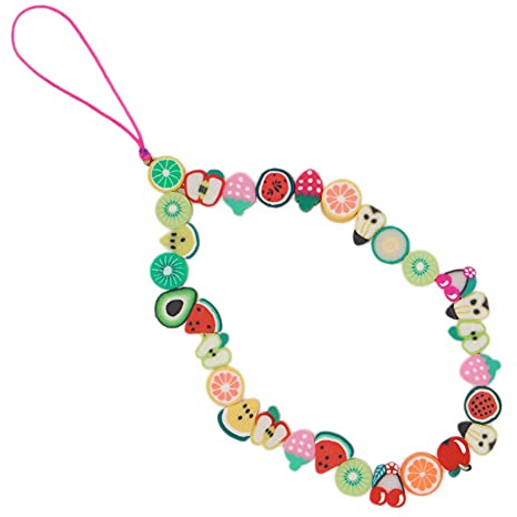 Uposao Handy Lanyard Perlen, Acryl Smile Star Handykette Perlen Handyanhänger Böhmische Handgelenkbänder Schlüsselbund Telefon Kette Strap für Frauen Mädchen, Auto Schlüssel Dekoration