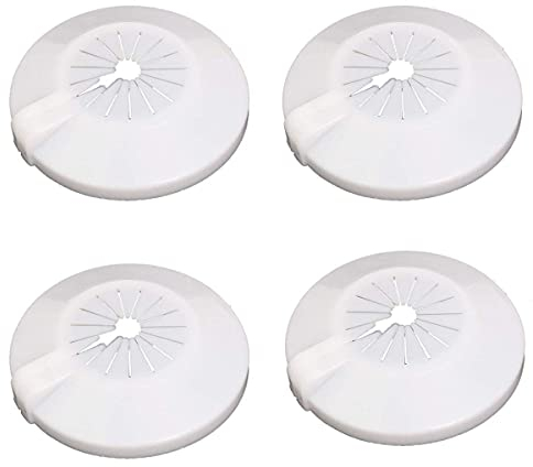 PAKEY Kunststoff-Rohrmanschetten, Wandflansch, einfache Installation, Kunststoff-Heizkörper-Rosette, Wasserrohr-Abdeckung, Abdeckmanschette, Wandrohr-Abdeckung, Dekoration, weiß, 16–25 mm, 4 Stück