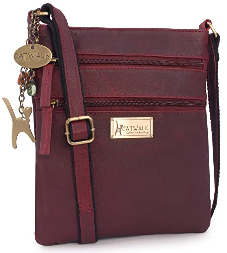 Catwalk Collection Handbags - Damen Pull - Up Leder Umhängetasche - Crossbody Bag Klein - Handtasche mit Verstellbarer Schultergurt - Nadine
