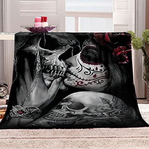 ZLTHNB Fleecedecke Totenkopf & Muster Mädchen Weiche Warme Flanell Fleece Decke Mikrofaser Sofaüberwurf Gemütlich,Langlebig für Kinder Erwachsene 180x200 cm