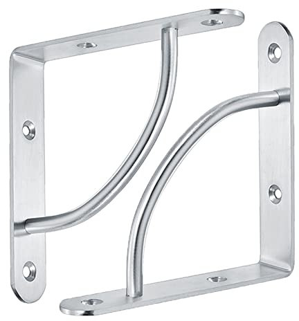 Regalhalterungen aus Edelstahl 2 Stück Regalwinkel Industrie Regalträger Schwerlastträger L-Form Regalstützen Metall Wandhalterung, Silber (130mm/5.1in)