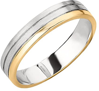Ardeo Aurum Trauring Unisex Herrenring Damenring aus 375 Gold Bicolor Gelbgold-Weißgold in 5 mm Breite massiv Ehering Verlobungsring Modell 186 Größe 60