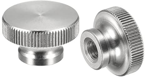 sourcing map Rändelmuttern, 10 Stück, M6 x T20 mm x H12 mm, 304 Edelstahl Rändelmutter mit Kragen, hoher Kopf, Blindloch, gerändelte Rändelmuttern