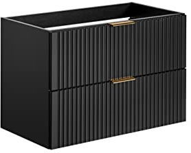 PIASKI Mueble de Lavabo ADEL Black 80 cm, Con Encimera o Lavabo Empotrado, Negro, Para Baño (Solo Mueble)