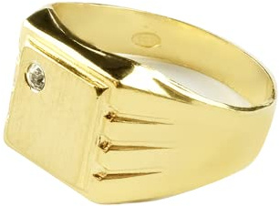 AceLine Siegelring Zirkonia Damen Herren 925 Silber, Signet Ring, 18K vergoldet, made in Italy (54)