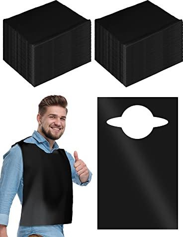 Retisee 200 Packs Plastic Disposable Bibs for Adults 14 x 24 Inch Black Eating Plastic Bibs for Women Men Elderly