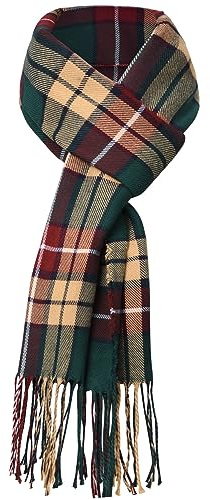 UMIPUBO Men's Scarves Classic Scarf Plaid Tartan Reversible Check Tassel Ends Long Winter