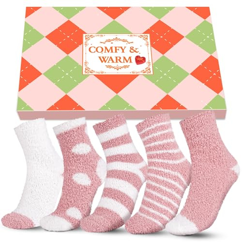 Stocking Fillers Women Fluffy Socks - Ladies Womens Cozy Fluffy Socks Thick Thermal Warm Bed Socks Socks, Xmas Secret Santa Gift Christmas Gifts for Woman Sister Mum Her Teenage Girls Gifts Ideas