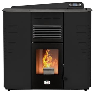 STUFE A PELLET ITALIA Marmolada 13 KW WiFi 5 Sterne | Pelletöfen Zertifizierte-Effizienz 89% Heizt 130m² Autonomie 20 Std WiFi-Steuerung Programmierbar 5 Kräfte Kompaktes Design 24M Garantie Schwarz