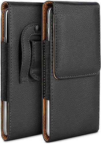 moex Plug Case für Motorola Edge 40 Hülle mit Gürtelclip, Handy Gürteltasche PU Leder, Handyhülle zum Einstecken, Lederhülle Gürtel Schutzhülle Einsteckhülle Etui, Schwarz