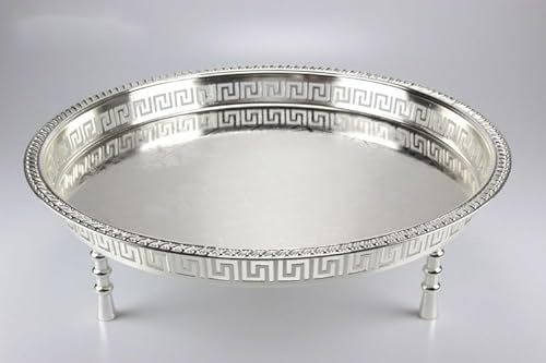 Orientalisch Tablett Teetisch S 37,5 cm x 14cm rund Silber Neu