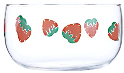 soulnioi 500ML Glass Bowl Clear Glass Mixing Bowls Glass Soup Large Glass Bowl Fruit Storage Bowl Food Bowl Pasta Bowls Desserts Bowl (Strawberry)
