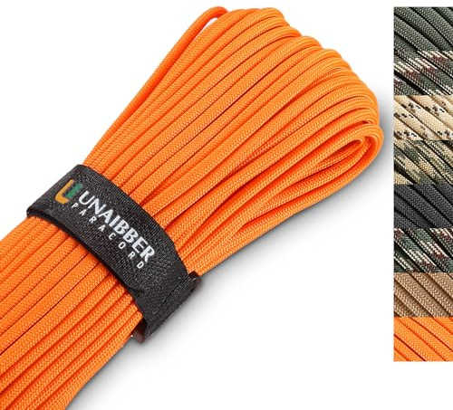 Unaibber Paracord 4mm,Paracord 550 (20/30/40M) Schnüre Seil 7 Kern-Strängen,Nylonseil Paracord aus reißfestem 100% Nylon Paracord hält bis zu 250kg für Survival Camping (Orange, 40 Meter)