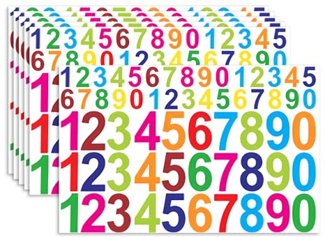 MultiValue 300 PCS Mailbox Numbers, Number Stickers Colorful 2 Inch House Numbers for Outside & Indoor Adhesive for Sign Door Large Small Number Stickers Vinyl Mailbox Post Number Decal (Colorful)