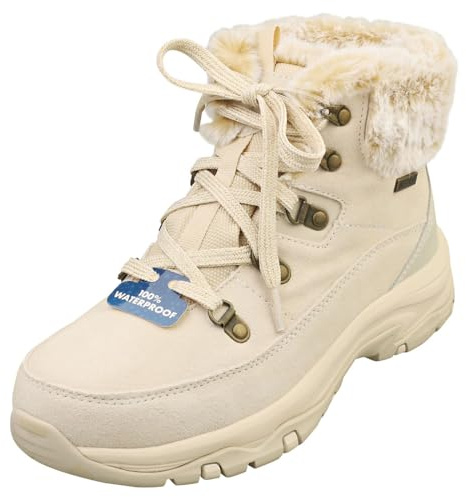 Skechers Dam Trego Snow Worries ankelstövel, Naturlig mocka duraleather fuskpäls, 36 EU