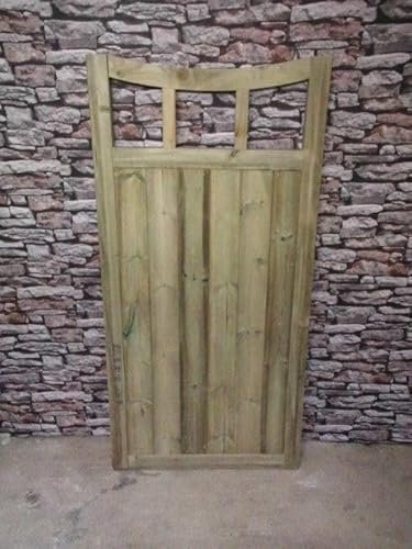 md carpentry Wooden Curve TVG Garden Gate, Pressure Treated, 150cm High x 90cm Wide x 5cm Deep, Green