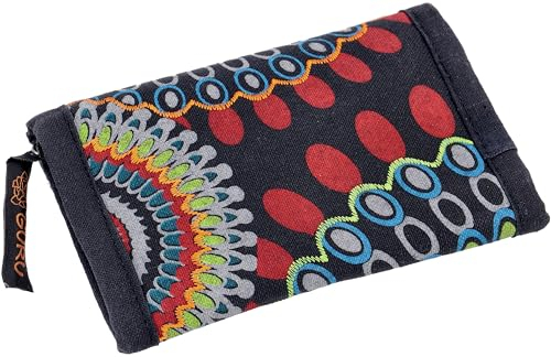 GURU SHOP Besticktes Portemonnaie Retro, Ethno, Boho Geldbeutel - Schwarz, Unisex - Erwachsene, Baumwolle, 10x14x1 cm