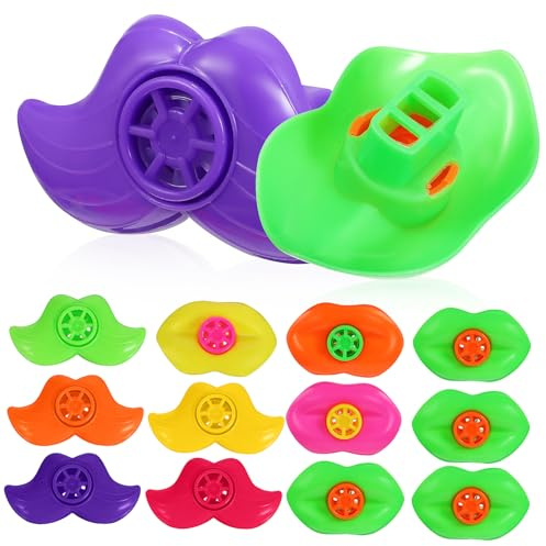 20 Pcs Colorful Lip and Mustache Whistles Noise Makers for Kids Party Favors Goodie Bags Fun Party Supplies