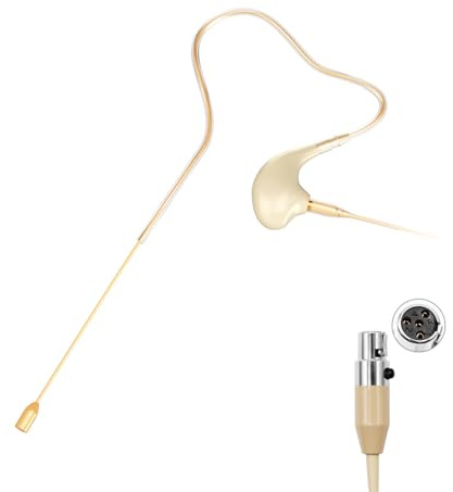 KIMAFUN Ohrset-Mikrofon Headset Einzel-Ohrhörer Ohrbügel, Über dem Ohr Hängendes Kondensatormikrofon Kompatibel mit SHU_RE Wireless System Bodypack-Sender, Beige, Mini XLR TA4F, HC-830 D4