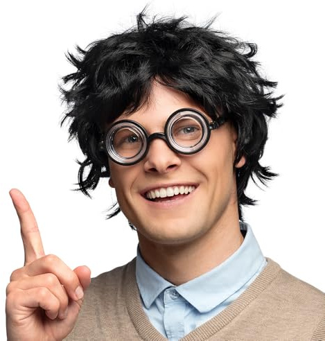 Boland 85068 - Perücke Nerd für Erwachsene, Frisur aus Kunsthaar für Mottoparty oder Karneval, Zubehör für Faschingskostüme, Schwarz