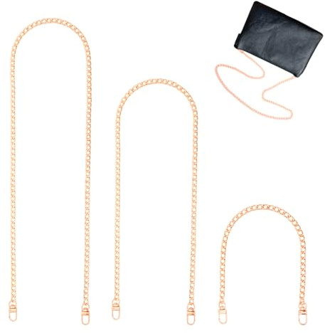 3 Pcs Kette für Tasche 40 cm/80 cm/120 cmTaschenkette Silber Silberkette Riemen für Umhängetasche Clutch Schulterriemen für Taschen Handykette Silber Handtasche Riemen Bag Chain (Gold)