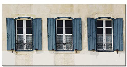 Glücksvilla - Französischer Fensterladen 1 - div. Maße (Leinwand-Bild 2 cm, 100 x 50 cm) aus DE - Kunstdruck XXL Deko-Wandbild quer - Frankreich Haus Fenster moderne Fotografie