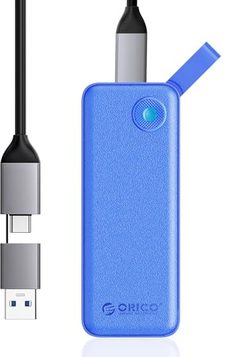 ORICO 2TB SSD Externo hasta 1050 MB/s, Disco Duro Externo SSD Portatil con Cable USB C y A 2 en 1, Compatible con iPhone 16 Pro MAX, Tableta, Computadora Portátil - B10PRO(Azul)