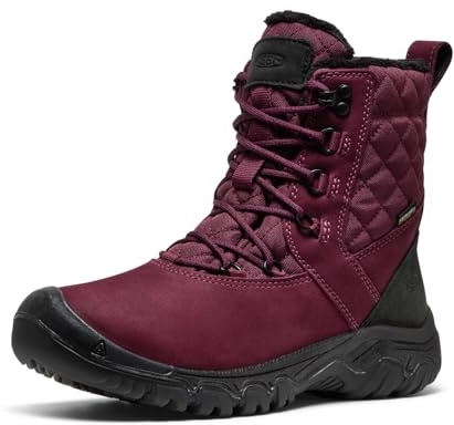 KEEN Women's Greta 2 Classic Style Durable Comfortable Insulated Waterproof Snow Boots, Fig/Black, 8.5