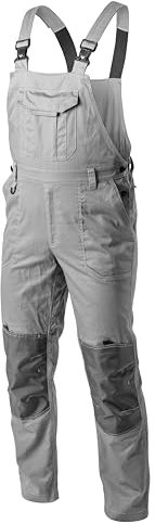 Högert Technik KALMIT Herren Arbeitsoverall Latzhose Grau M – Robuste Arbeitskleidung aus 100% Baumwolle, Oxford 300D Knieverstärkungen, 6 Taschen, Reflektierende Elemente