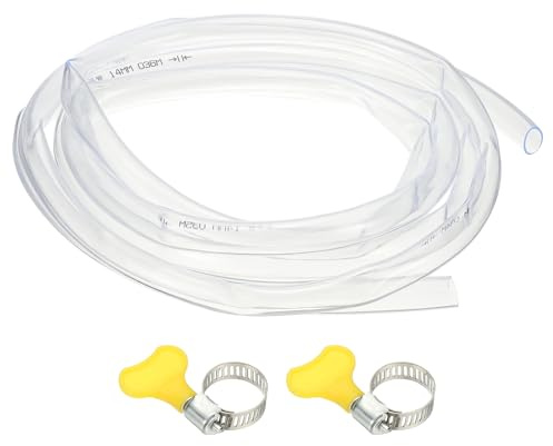PATIKIL 1pcs Plastic Tubing, 20mm x 24mm x 3 m Vinyl Tubing Clear Tube with Hose Clamps, Soft Hose Line Pipe for Multipurpose Industrial Vinyl Aquarium