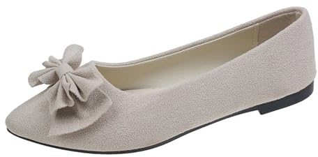 Flat Shoes for Women for Dress, Ballet Flats, Women's Elegant Pointed Shoes with Bow, Lightweight Summer Shoes, Comfortable Barefoot Shoes, Suede Flat Shoes, Slip On Pumps, Women's Shoes, Bridal Shoes