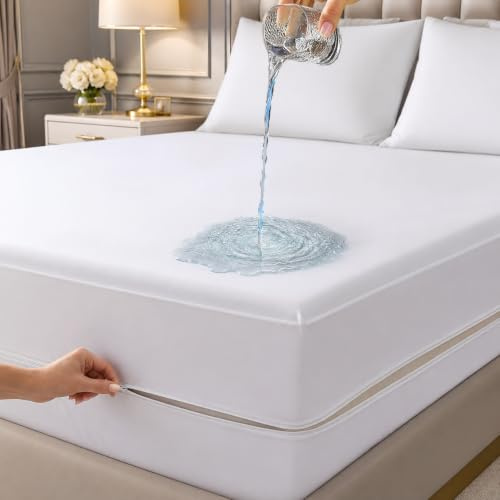 Heaven High Coprimaterasso impermeabile di alta qualità, a prova di cimici e acari, con cerniera, per letto matrimoniale piccolo (122 x 190 + 30 cm)