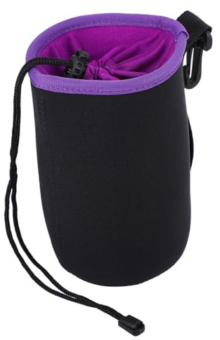TEHAUX Objektivtasche aus Neopren für Kameraobjektive Stoßfester Regenschutz mit Gürtelschlaufe und Befestigungsklip