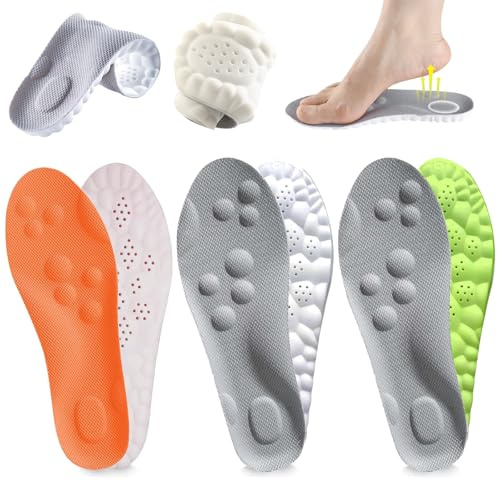 ZHITENG Set med 3 par bekväma, mjuka och andningsbara sulor för plantarfasciit, unisex, passar för långa vandringar, dagsturer, löpning och dagligt bruk (42 EU 265 mm)