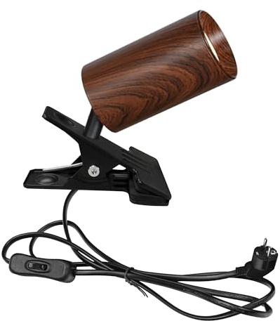 FSLiving Industrial Klemmleuchte mit 1,8 Schalterkabel, Einstellbar Clip auf Schreibtisch Leselampe, Clamp Nachttischlampe mit Flexarm für Schreibtisch Nachttisch Regal-BD3029-CL-6000K-D