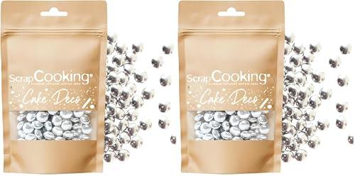 ScrapCooking - Dragées Chocolat Argentées 60 g - Décorations Alimentaires Pâtisserie - Décors Sucrés Comestibles - Perles Sprinkles - Desserts, Gâteaux, Bûches - Noël, Anniversaire - Argent - 7477