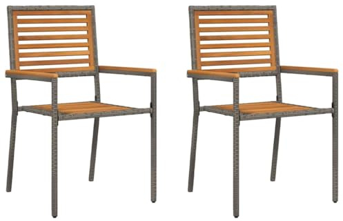 Mokuyary Trädgårdsstolar, set om 2, bruna och gråa, balkongstol, terrassstolar, matstolar för terrass, trädgård, balkong