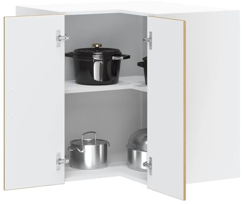 YunCangg Küchen-Eckhängeschrank Porto, Artisan-Eiche Holzwerkstoff, 57x57x60cm, wandmontiert, für Schüsseln, Teller, Töpfe, Geschirr, langlebig
