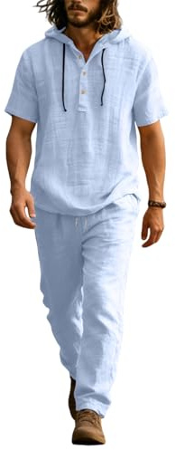 Generico Completo Di Lino Uomo 2026 Padel Tuta Completa Felpa Maniche Corte e Pantaloni Coordinato Uomo