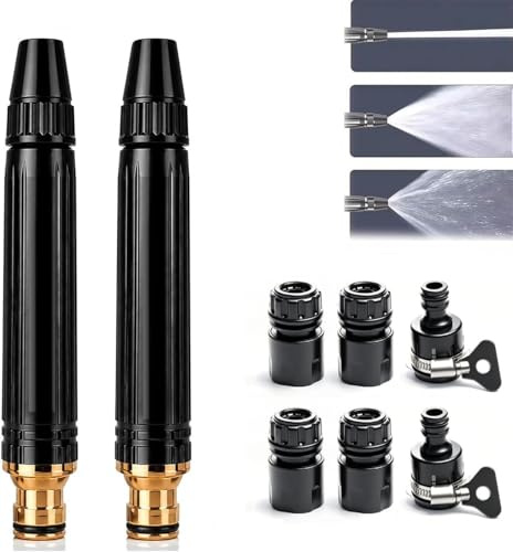 Embout de buse d'arrosage Haute Pression | Accessoire de pulvérisation réglable à Main résistant | Buse Haute Pression pour Tuyau de Jardin | (Black)