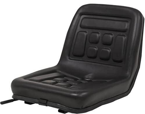 Mangloder Sedile Trattore Universale Nero Telaio in Acciaio e Ecopelle PVC 39x46x35cm 150mm Regolabile con Foro di Scarico per Trattore, Trattorino Rasaerba, Trattore da Giardino