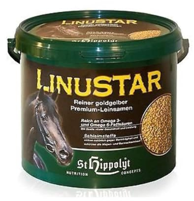 St. Hippolyt LinuStar 3 kg – Comida para caballos y ponis – Snack Linseedsnack con proceso de digestión patentado – 3 kg