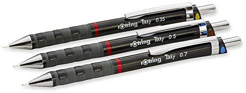 rOtring Tikky 3er Set mit Colourcode 0,35 / 0,5 / 0,7 (mit Ersatzminen HB)