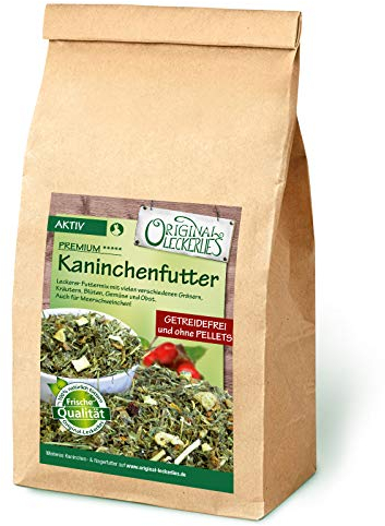 Original-Leckerlies: Premium Kaninchenfutter - aktiv 5 kg, ***Top Qualität*** GETREIDEFREI Kaninchenfutter, Nagerfutter, Meerschweinchenfutter, Naturprodukt für Nager ohne Pellets